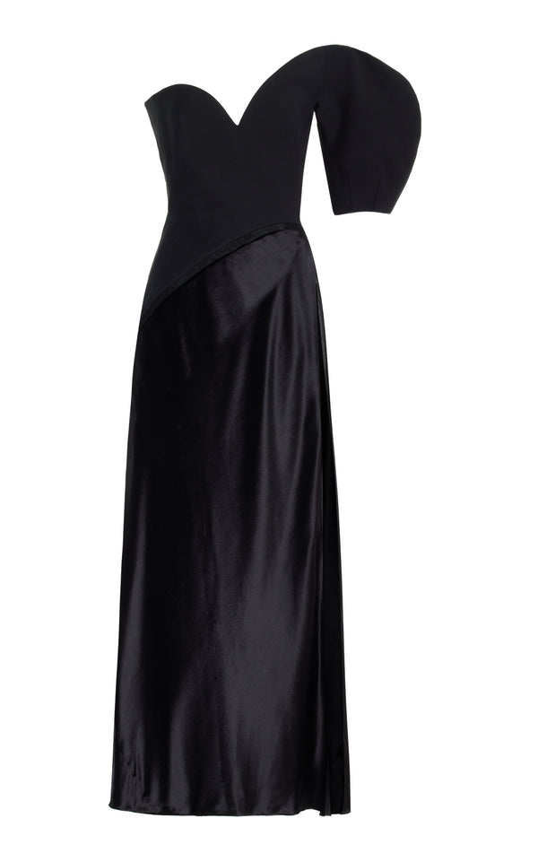 gabriela hearst Giulia Maxi Dress in Black Wool Silk Cady & Silk Velvet