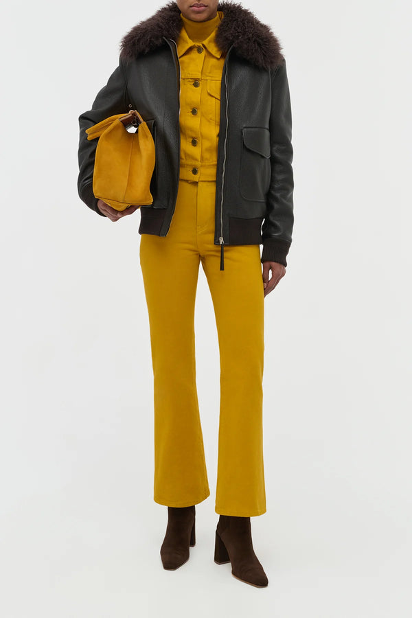 Gabriela Hearst Grant Jacket In Ebony Textured Leather And Shearling