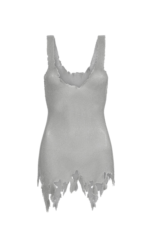 gabriela hearst Gwendolin Chainmail Tank Top in Silver Steel