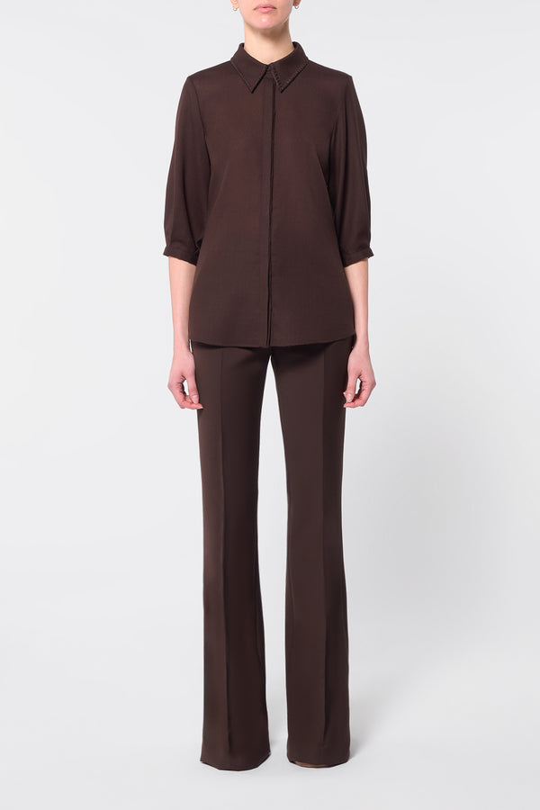 Gabriela Hearst Hadley Blouse In Chocolate Virgin Wool