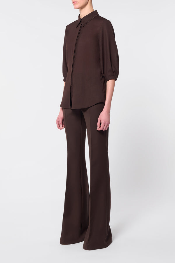 Gabriela Hearst Hadley Blouse In Chocolate Virgin Wool