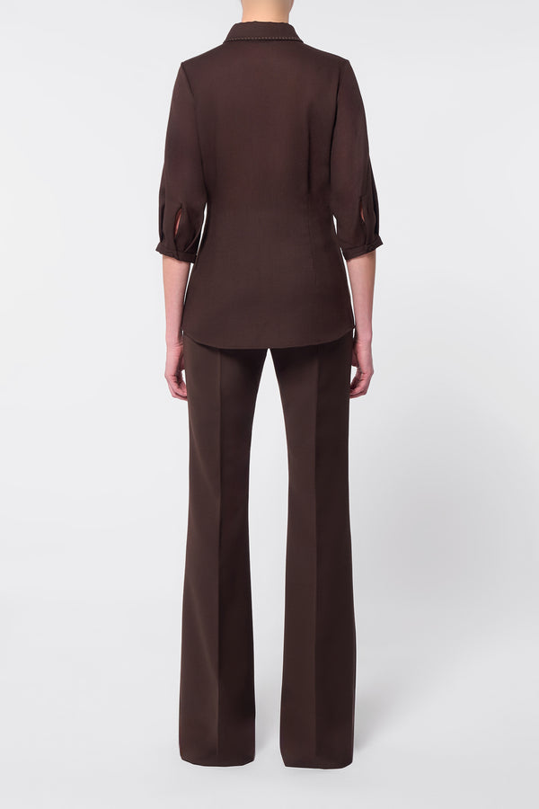 Gabriela Hearst Hadley Blouse In Chocolate Virgin Wool