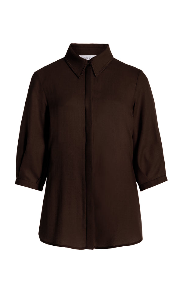 gabriela hearst Hadley Blouse in Chocolate Virgin Wool