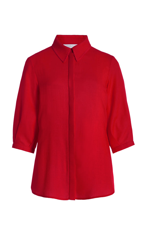 gabriela hearst Hadley Blouse in Scarlet Red Virgin Wool