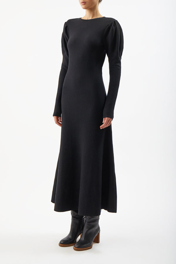 Gabriela Hearst Hannah Knit Maxi Dress In Black Merino Wool Cashmere