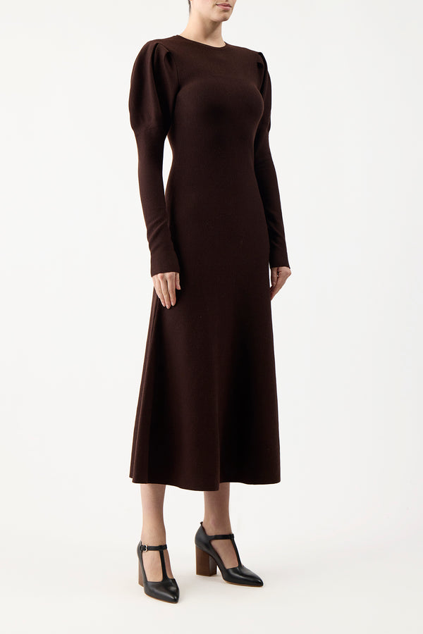 Gabriela Hearst Hannah Knit Maxi Dress In Chocolate Merino Wool Cashmere
