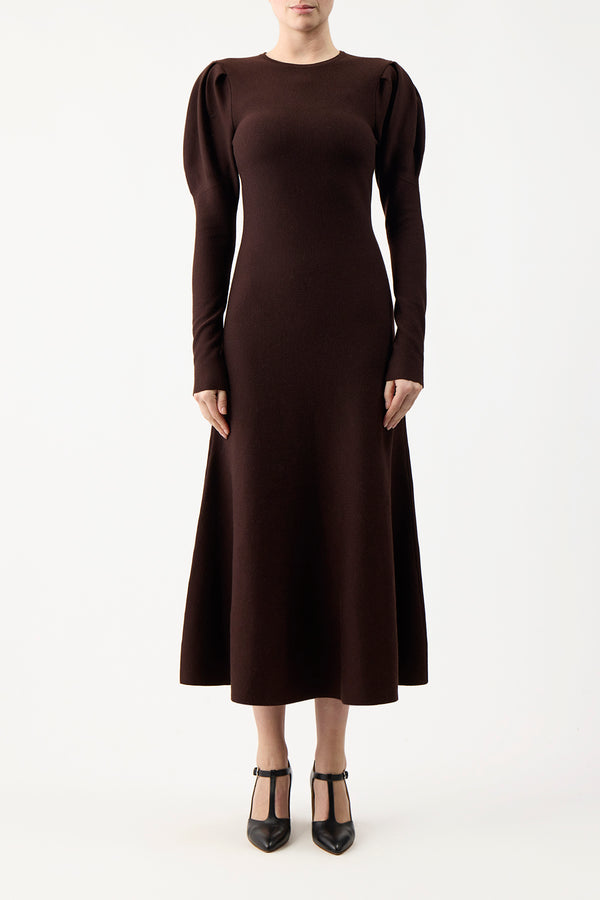 Gabriela Hearst Hannah Knit Maxi Dress In Chocolate Merino Wool Cashmere