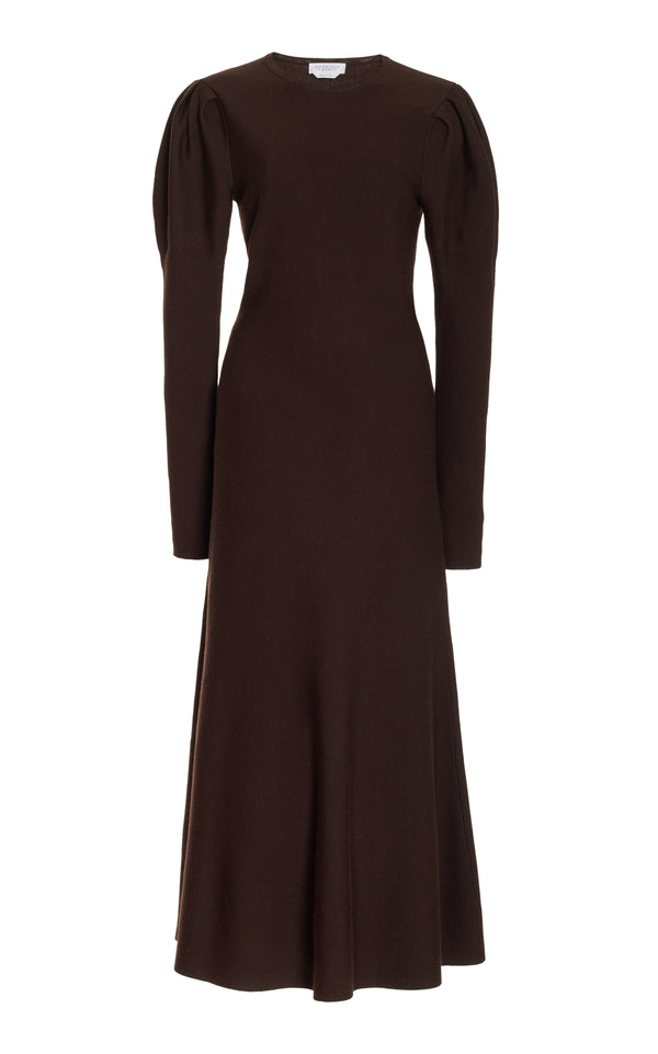 gabriela hearst Hannah Knit Maxi Dress in Chocolate Merino Wool Cashmere