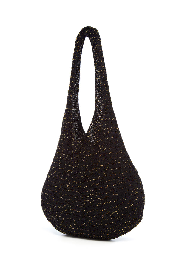 Gabriela Hearst Hedone Knit Hobo Bag In Black & Gold Beaded Cashmere