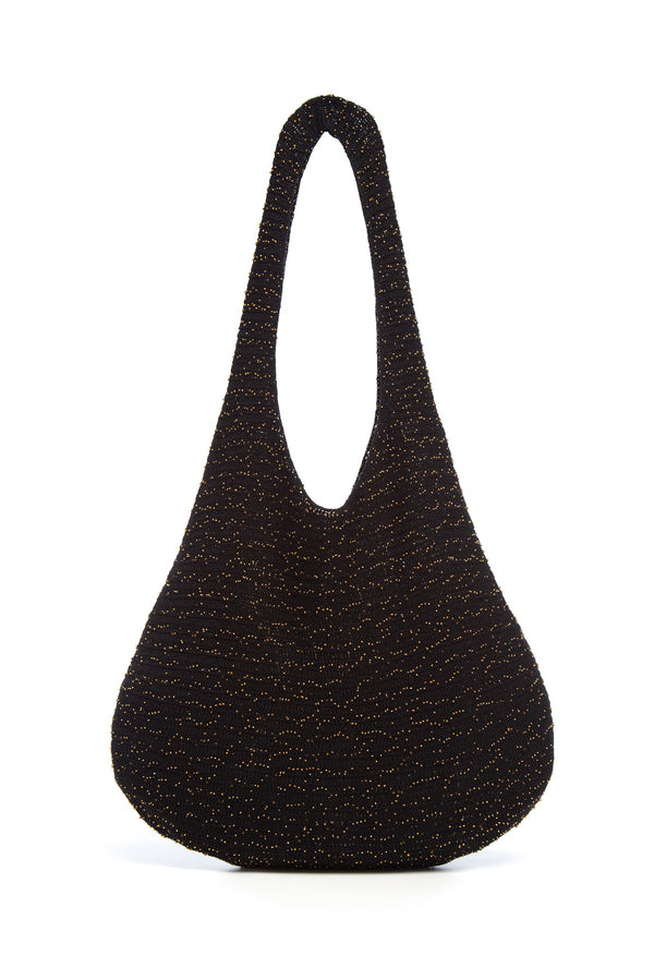 Gabriela Hearst Hedone Knit Hobo Bag In Black & Gold Beaded Cashmere
