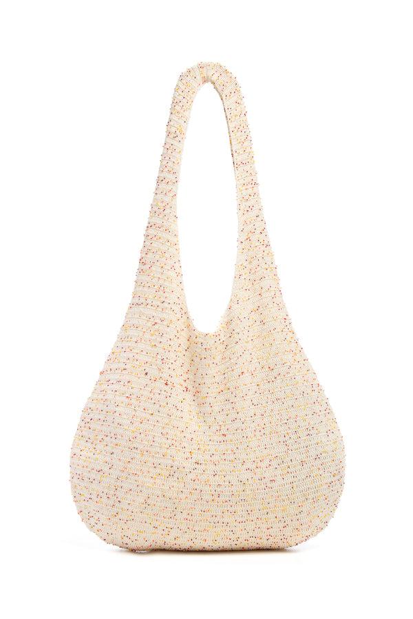Gabriela Hearst Hedone Knit Hobo Bag In Ivory Multi Beaded Cashmere