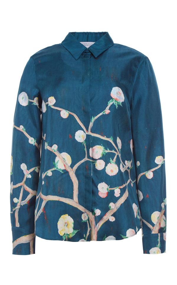 gabriela hearst Henri Blouse in Blue Multi Printed Silk Twill