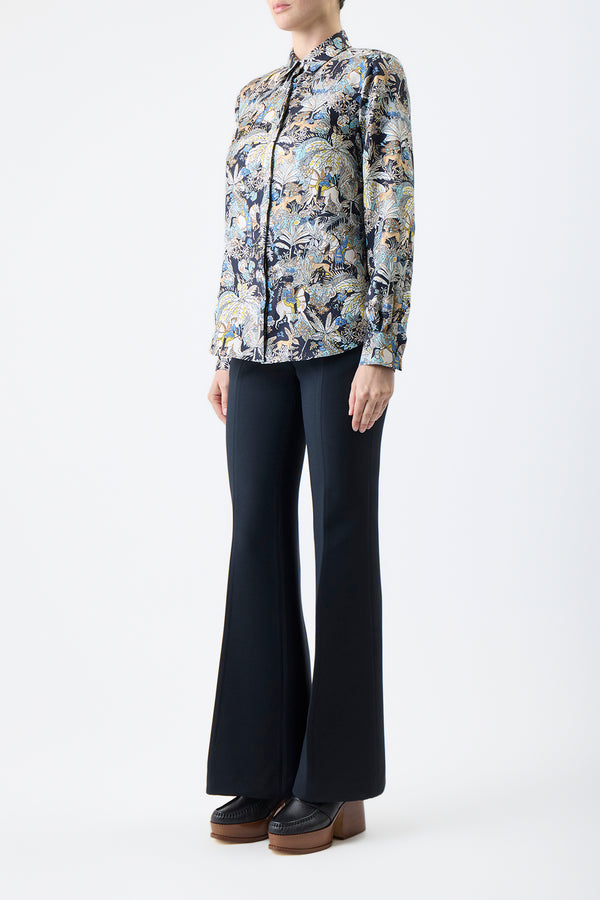 Gabriela Hearst Henri Blouse In Blue Multi Printed Silk Twill