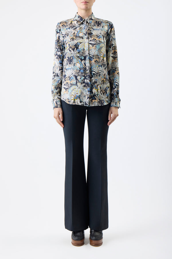 Gabriela Hearst Henri Blouse In Blue Multi Printed Silk Twill