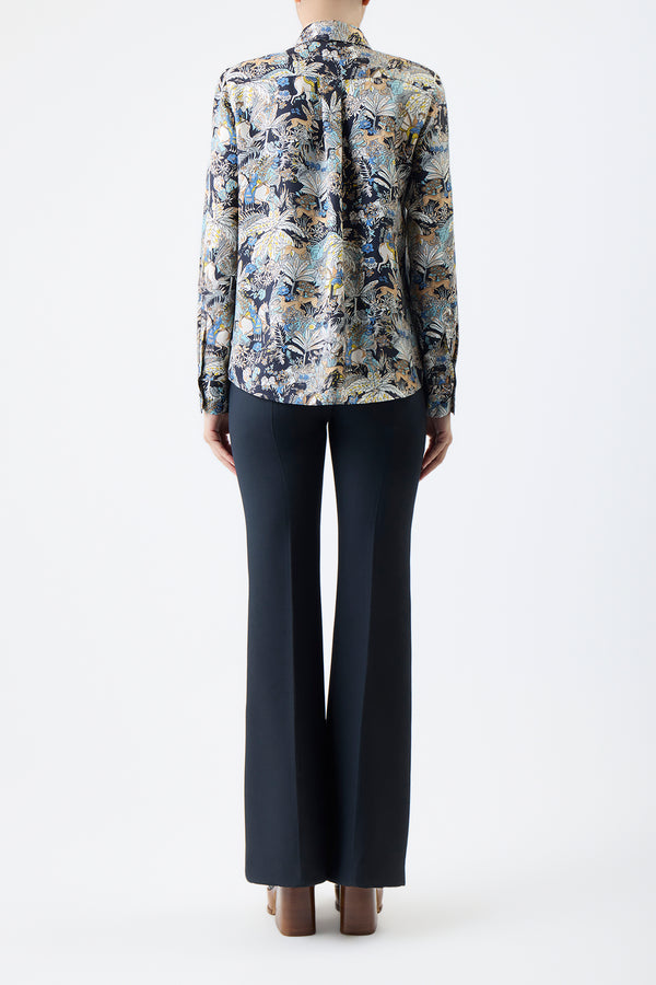 Gabriela Hearst Henri Blouse In Blue Multi Printed Silk Twill