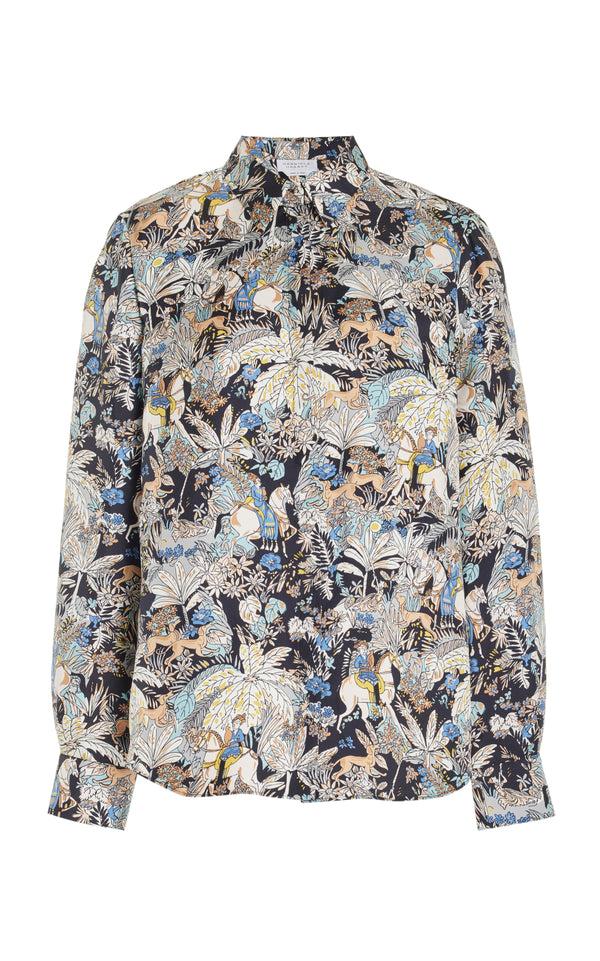 gabriela hearst Henri Blouse in Blue Multi Printed Silk Twill