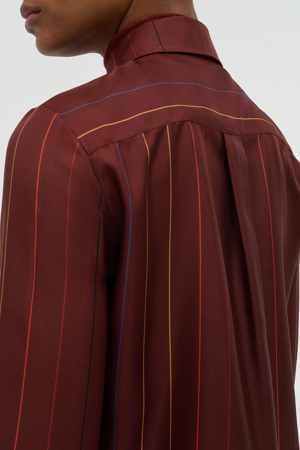 Gabriela Hearst Henri Blouse In Burnt Sienna Multi Pinstripe Silk Twill