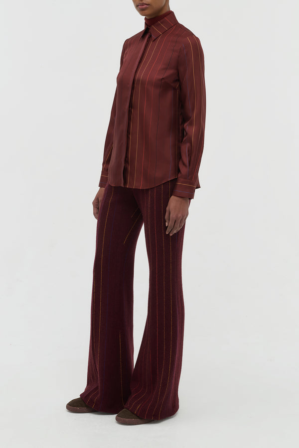 Gabriela Hearst Henri Blouse In Burnt Sienna Multi Pinstripe Silk Twill