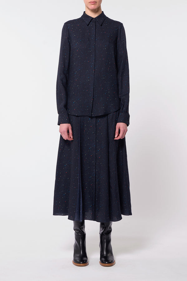 Gabriela Hearst Henri Blouse In Dark Navy Multi Printed Wool