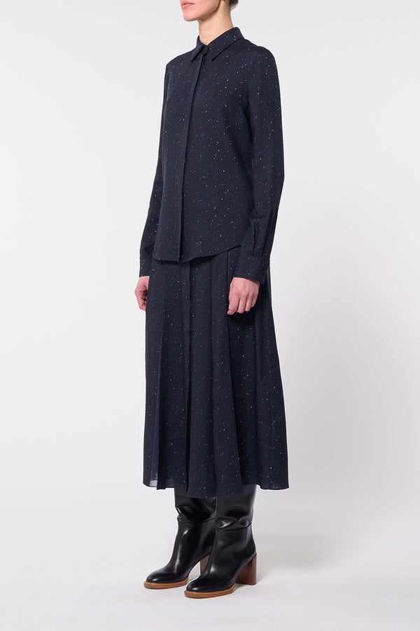 Gabriela Hearst Henri Blouse In Dark Navy Multi Printed Wool