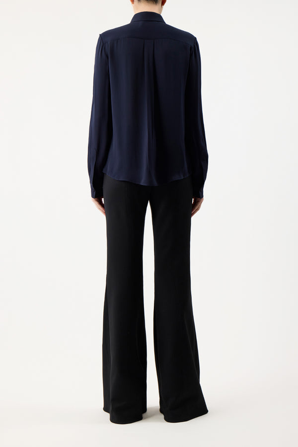 Gabriela Hearst Henri Blouse In Dark Navy Silk Georgette Twill