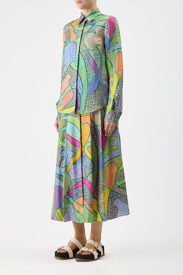 Gabriela Hearst Henri Blouse In Green Multi Printed Silk Twill