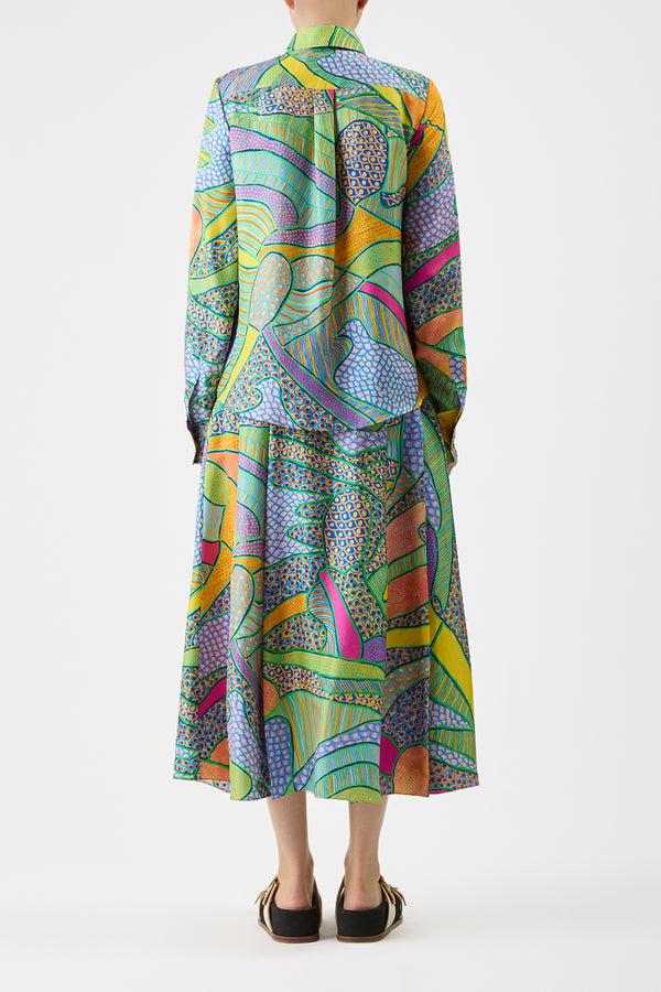 Gabriela Hearst Henri Blouse In Green Multi Printed Silk Twill