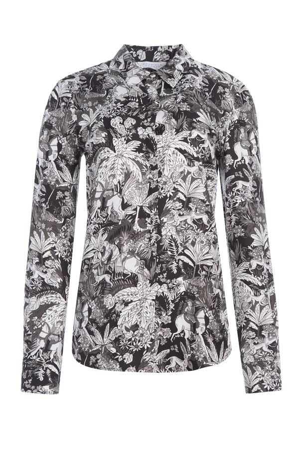gabriela hearst Henri Blouse in Grey Scale Printed Silk Twill
