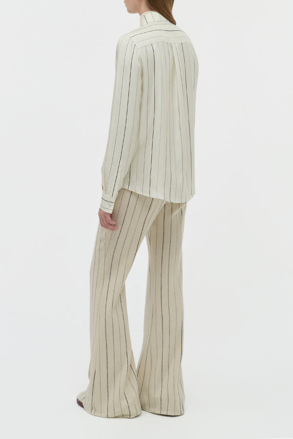 Gabriela Hearst Henri Blouse In Ivory Multi Pinstripe Silk Twill