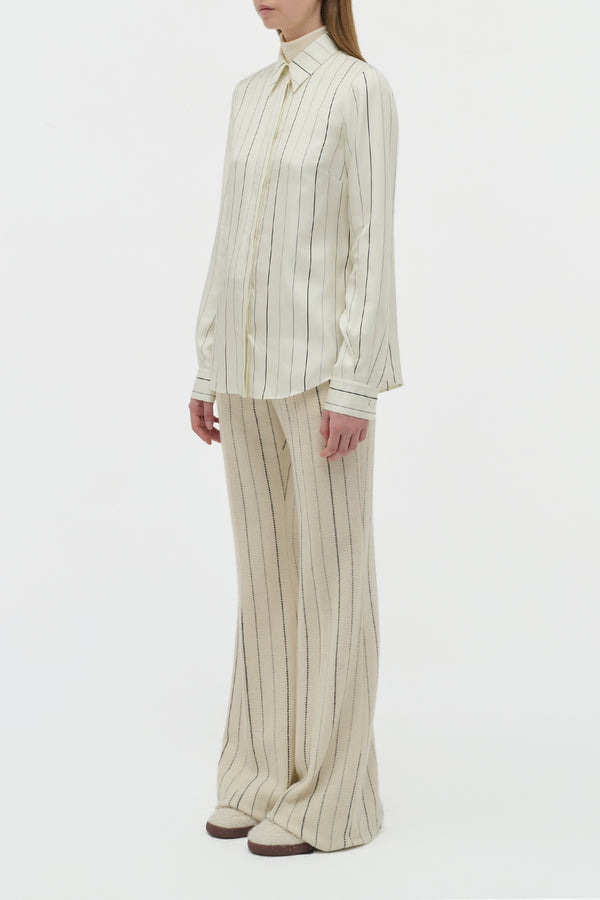 Gabriela Hearst Henri Blouse In Ivory Multi Pinstripe Silk Twill