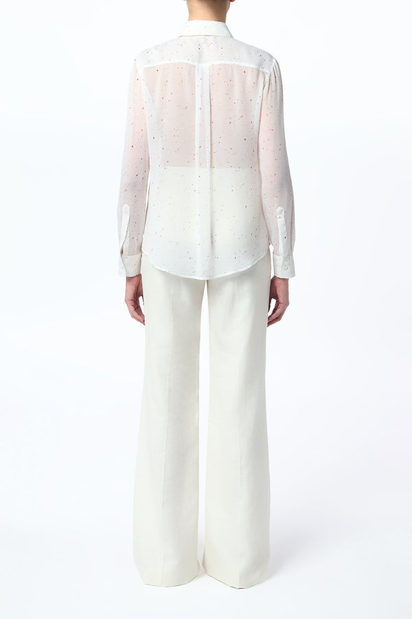 Gabriela Hearst Henri Blouse In Ivory Multi Speckle Silk Georgette