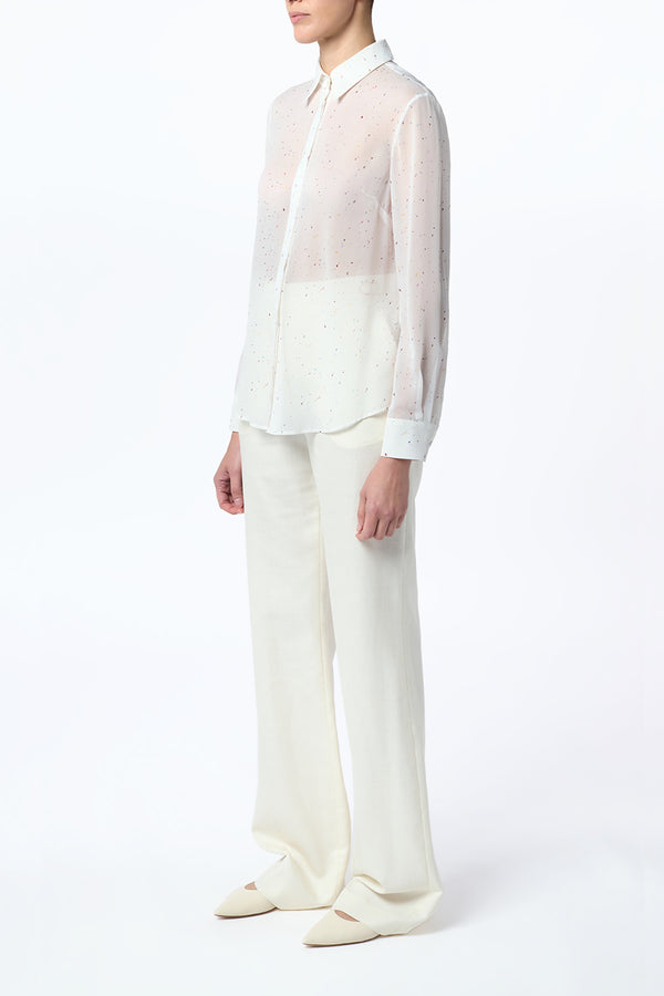 Gabriela Hearst Henri Blouse In Ivory Multi Speckle Silk Georgette