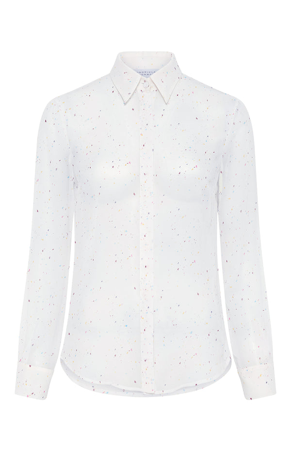 Gabriela Hearst Henri Blouse In Ivory Multi Speckle Silk Georgette