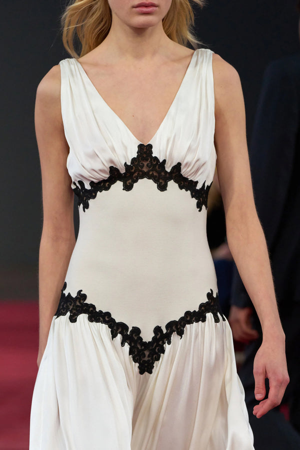 Gabriela Hearst Highland Lace Maxi Dress In Ivory Silk Satin