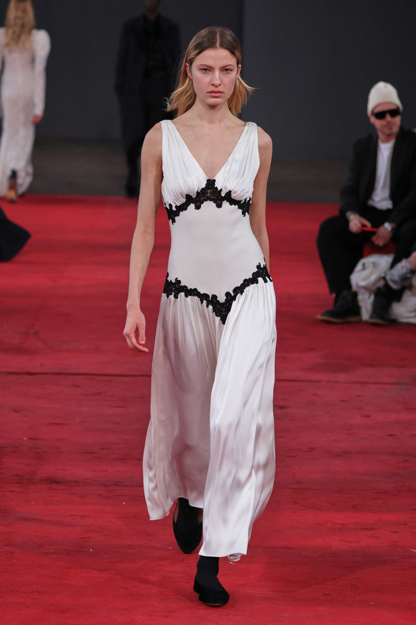 Gabriela Hearst Highland Lace Maxi Dress In Ivory Silk Satin