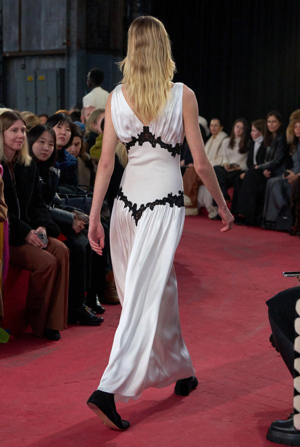 Gabriela Hearst Highland Lace Maxi Dress In Ivory Silk Satin