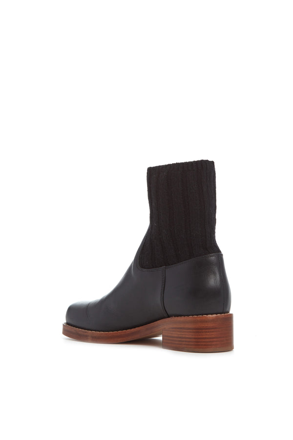 Gabriela Hearst Hobbes Sock Boot In Black Leather & Cashmere