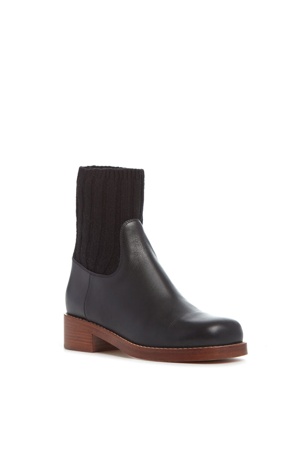 Gabriela Hearst Hobbes Sock Boot In Black Leather & Cashmere