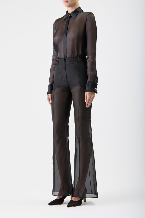 Gabriela Hearst Horus Sheer Shirt In Black Silk Organza