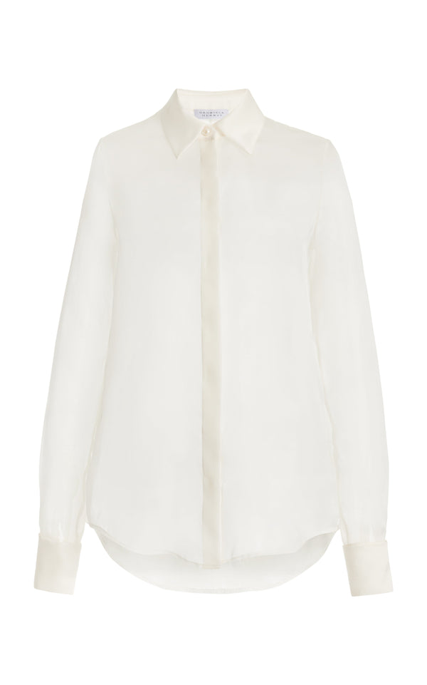 gabriela hearst Horus Sheer Shirt in Ivory Silk Organza