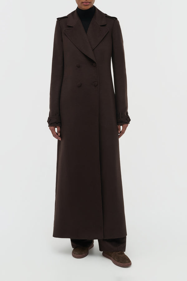 Gabriela Hearst Houstt Trench Coat In Chocolate Winter Silk