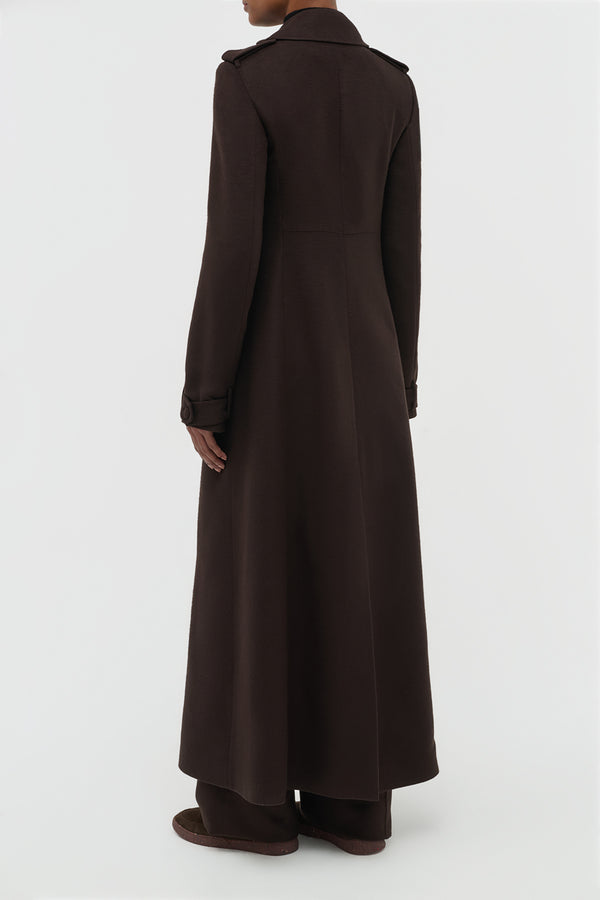 Gabriela Hearst Houstt Trench Coat In Chocolate Winter Silk