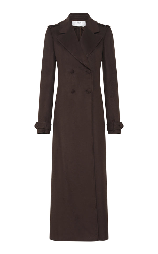 gabriela hearst Houstt Trench Coat in Chocolate Winter Silk