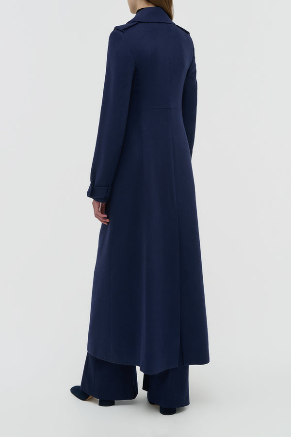 Gabriela Hearst Houstt Trench Coat In Navy Winter Silk