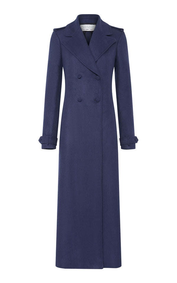 gabriela hearst Houstt Trench Coat in Navy Winter Silk