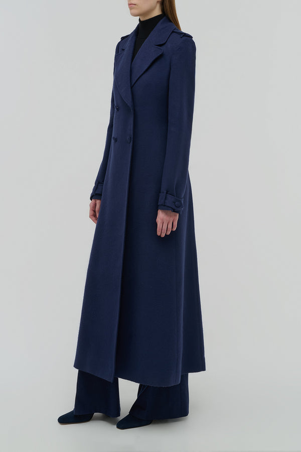 Gabriela Hearst Houstt Trench Coat In Navy Winter Silk