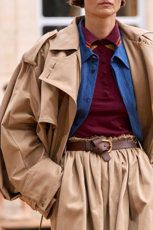 Gabriela Hearst Hunt Oversized Trench Jacket In Camel Sea Island Cotton Twill