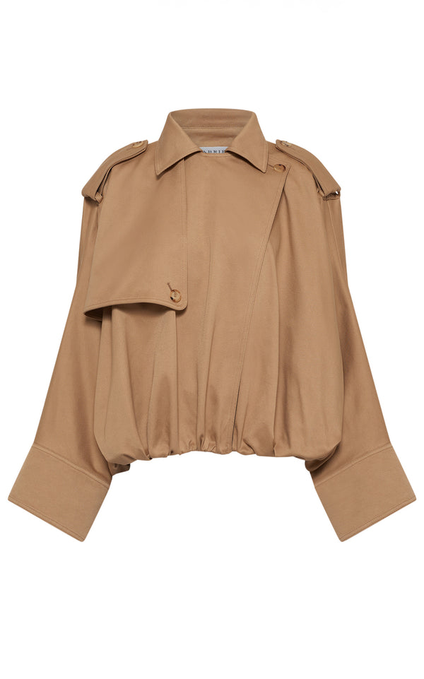 gabriela hearst Hunt Oversized Trench Jacket in Camel Sea Island Cotton Twill