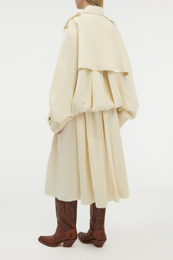 Gabriela Hearst Hunt Oversized Trench Jacket In Ivory Textured Linen