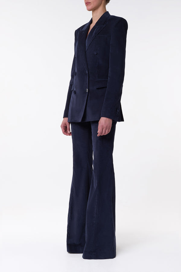 Gabriela Hearst Ianthe Flare Pant In Dark Navy Sea Island Cotton Corduroy